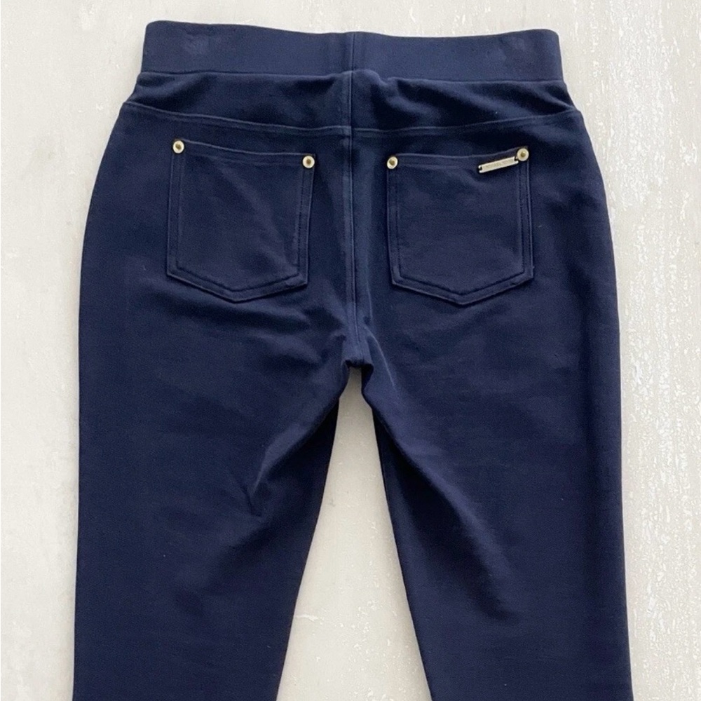 Michael Kors Blue Pants S Elastic Waist Pull On Comfortable Stretch Gold Logo